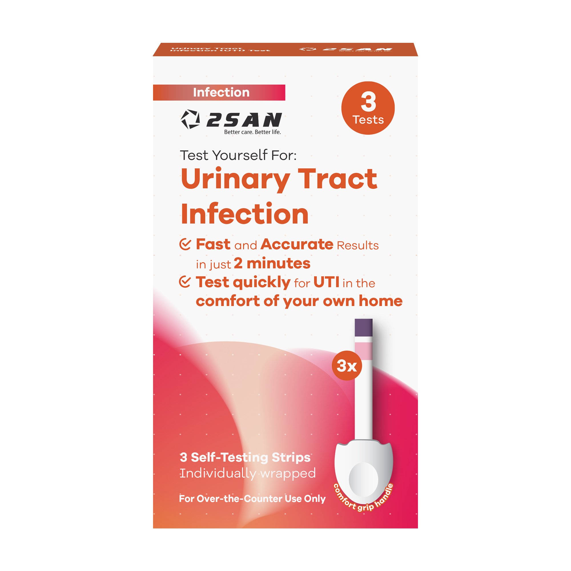 Urinalysis Test Kit 2San Urinary Tract Infection Detection 3 Tests per Kit (24 Kits per Case) CLIA Waived MK 1254003