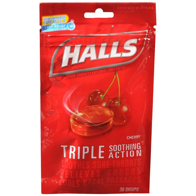 Halls Menthol Cherry Flavor Cold and Cough Relief MK 529172