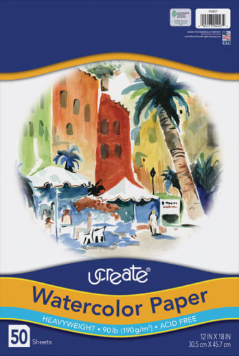 Ucreate White Watercolor Paper in Packages - 12" X18" 50 Sheets