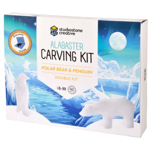 Polar Bear & Penguin Double Alabaster Carving Kit