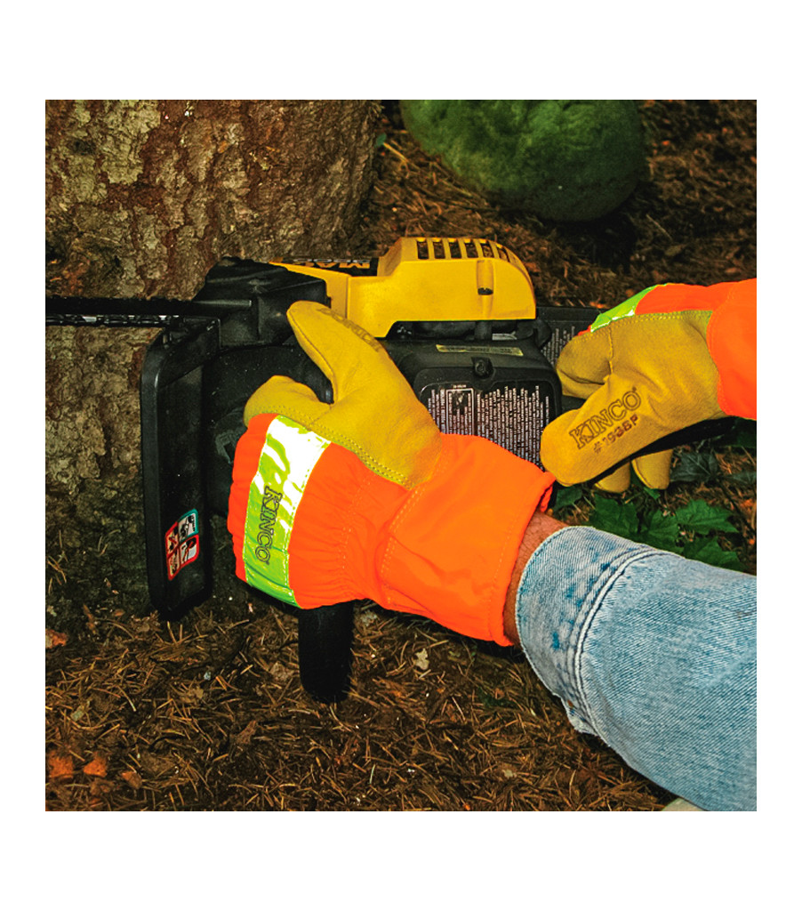 HydroFlector&trade; Lined Waterproof Hi-Vis Orange Grain Pigskin Palm with Knit Wrist, Orange, large image number 3