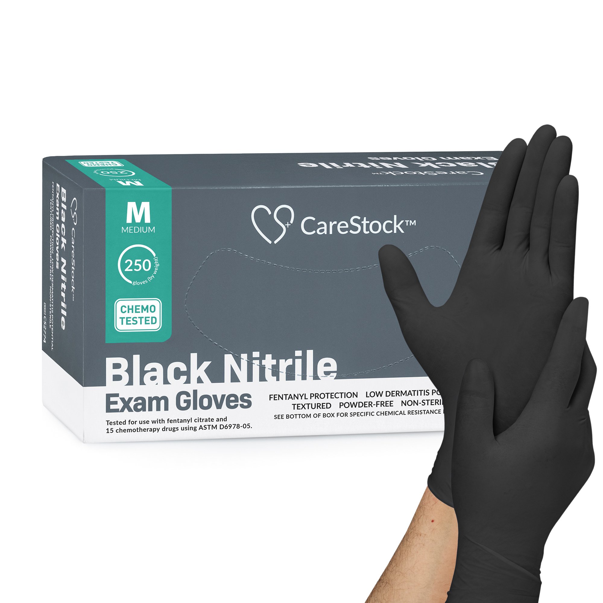 CareStock Nitrile Exam Glove, Medium, Black MK 1230893