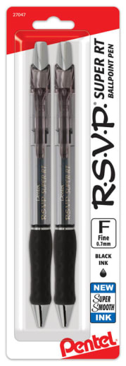 R.S.V.P. Super RT Ballpoint Pen - Black Ink (2 pack)