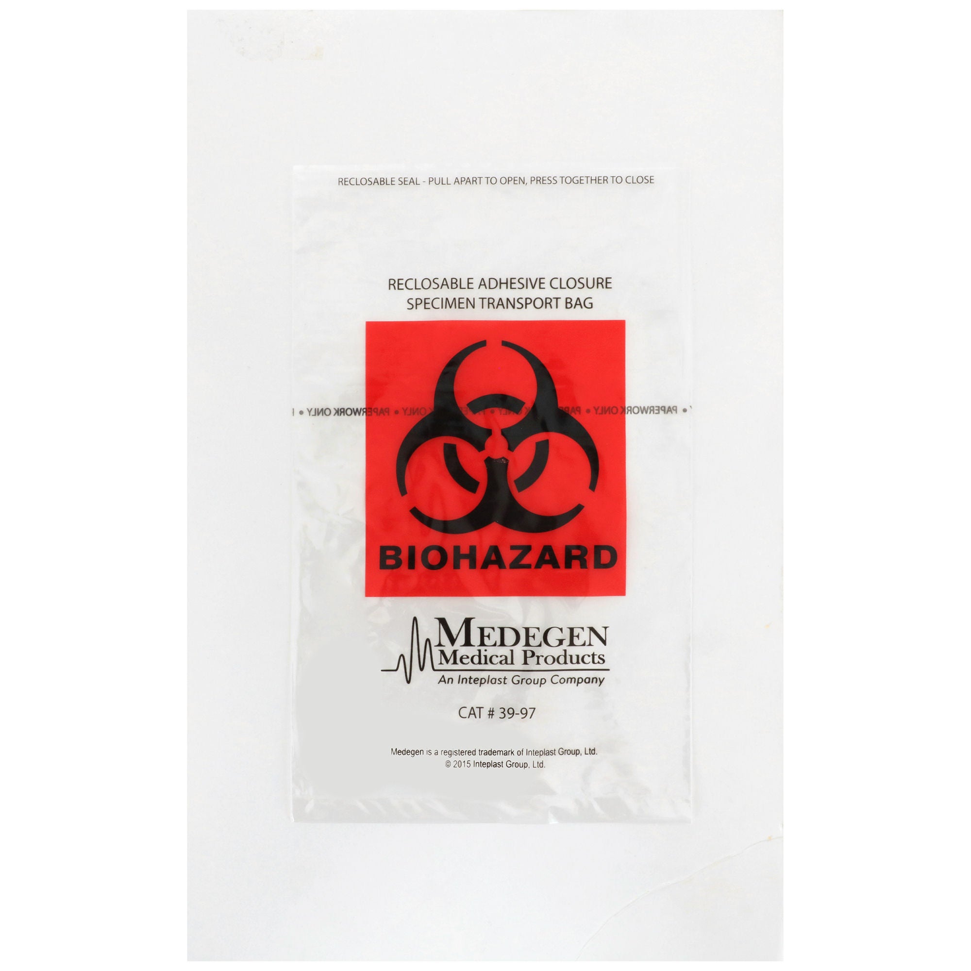 Medegen Specimen Transport Bag with Document Pouch, Adhesive Closure, 6 x 9 Inch MK 763805