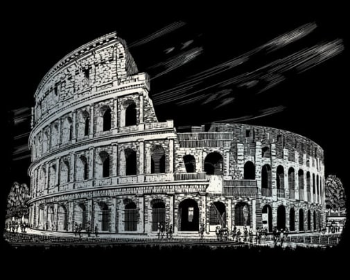 Engraving Art - Coliseum (Silver Foil)
