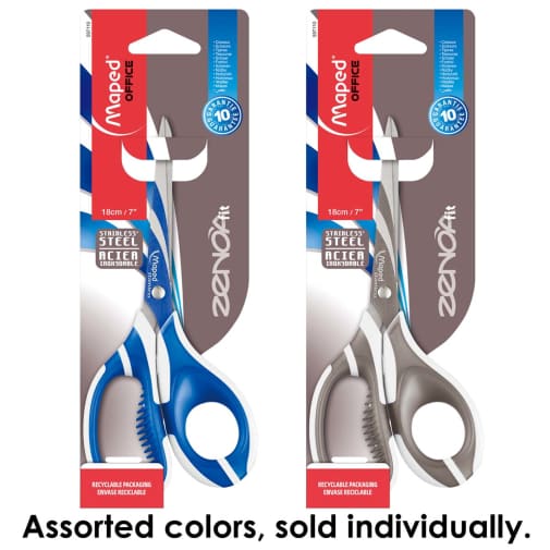 Zenoa Fit Soft Grip Multipurpose Scissors 7” (Assorted Colors)