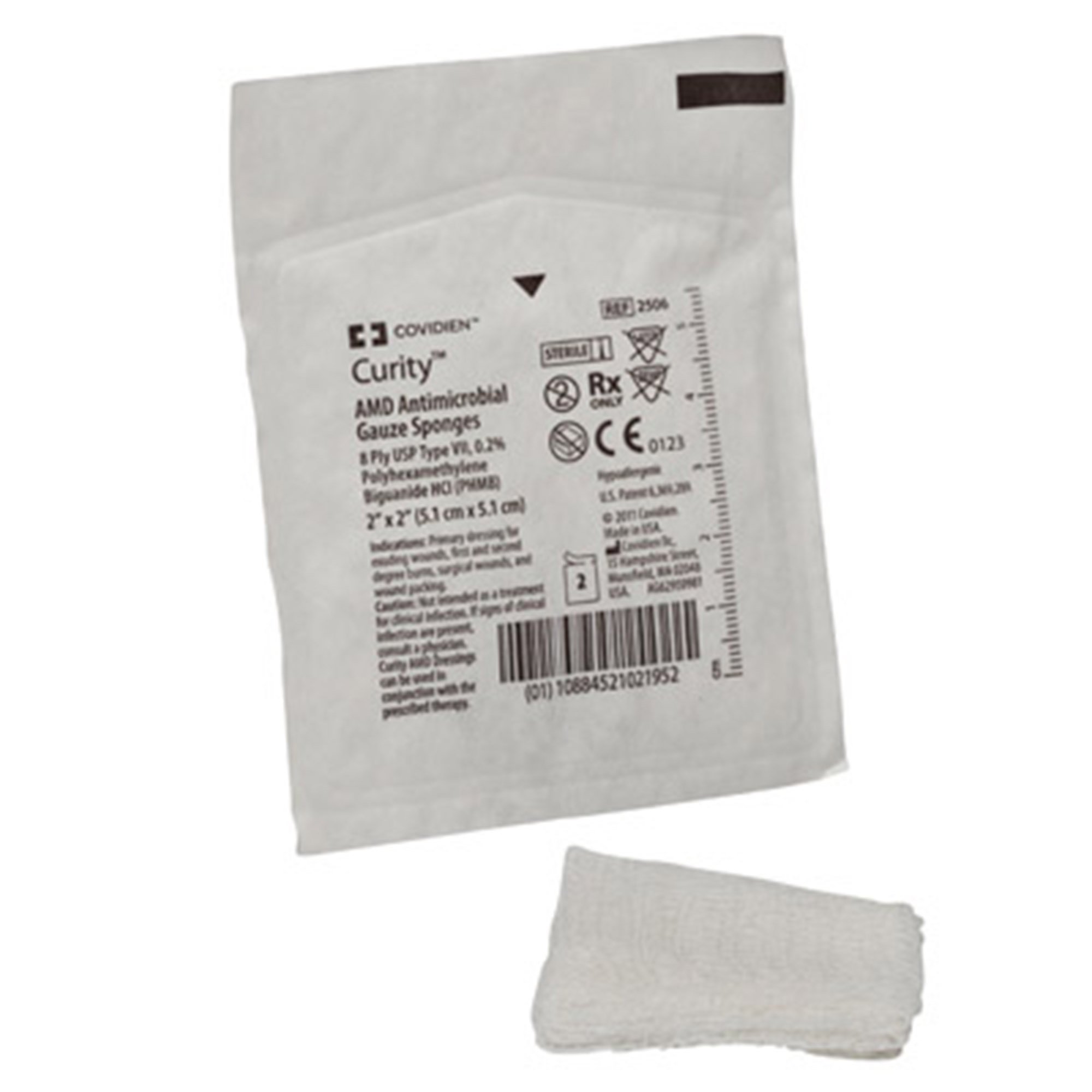Curity AMD Sterile Antimicrobial Gauze Sponge, 2 x 2 Inch, 8-Ply MK 513048