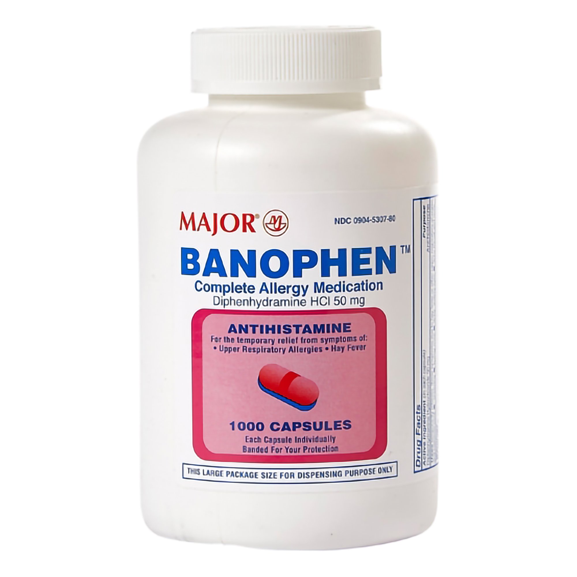 Major Banophen Diphenhydramine Allergy Relief MK 497991