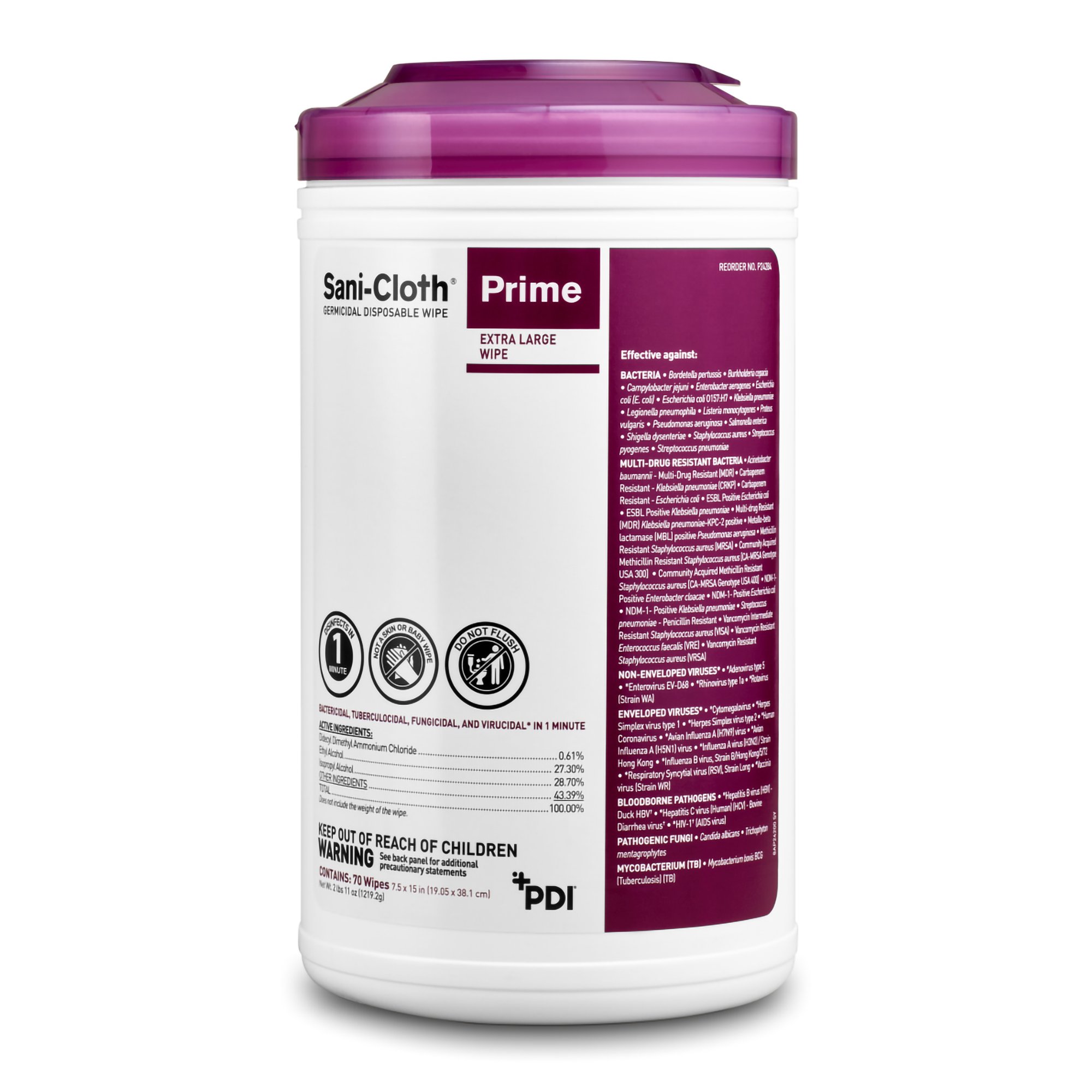 Sani-Cloth Prime Extra Large Germicidal Disinfectant Wipes, 7.5 x 15 Inch MK 1063957