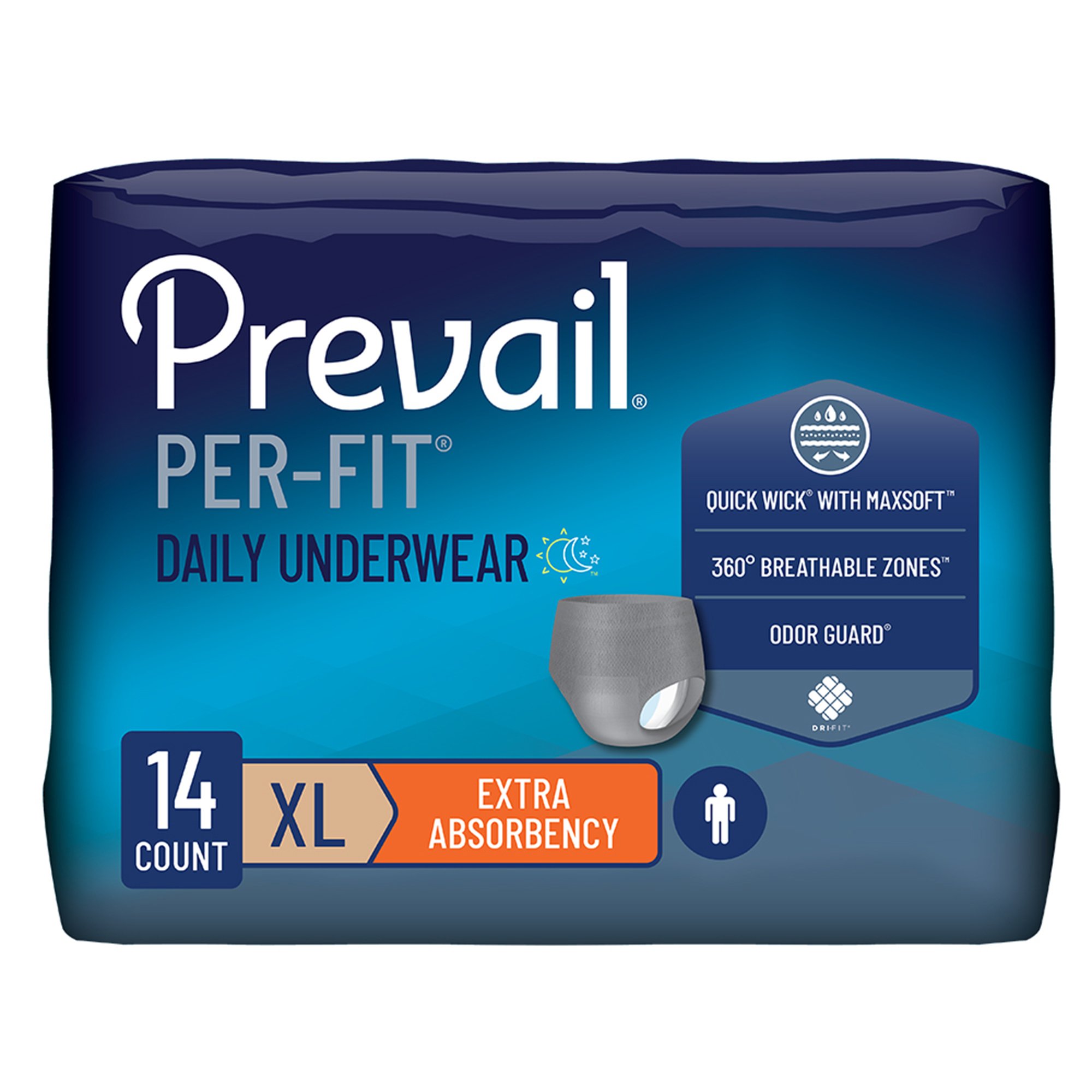 Prevail Per-Fit Men Adult Moderate Absorbent Underwear, X-Large, White MK 881921