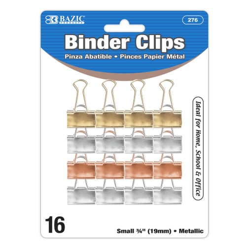 Binder Clips (3/4") 16 pack - Small Assorted Metallic Colors