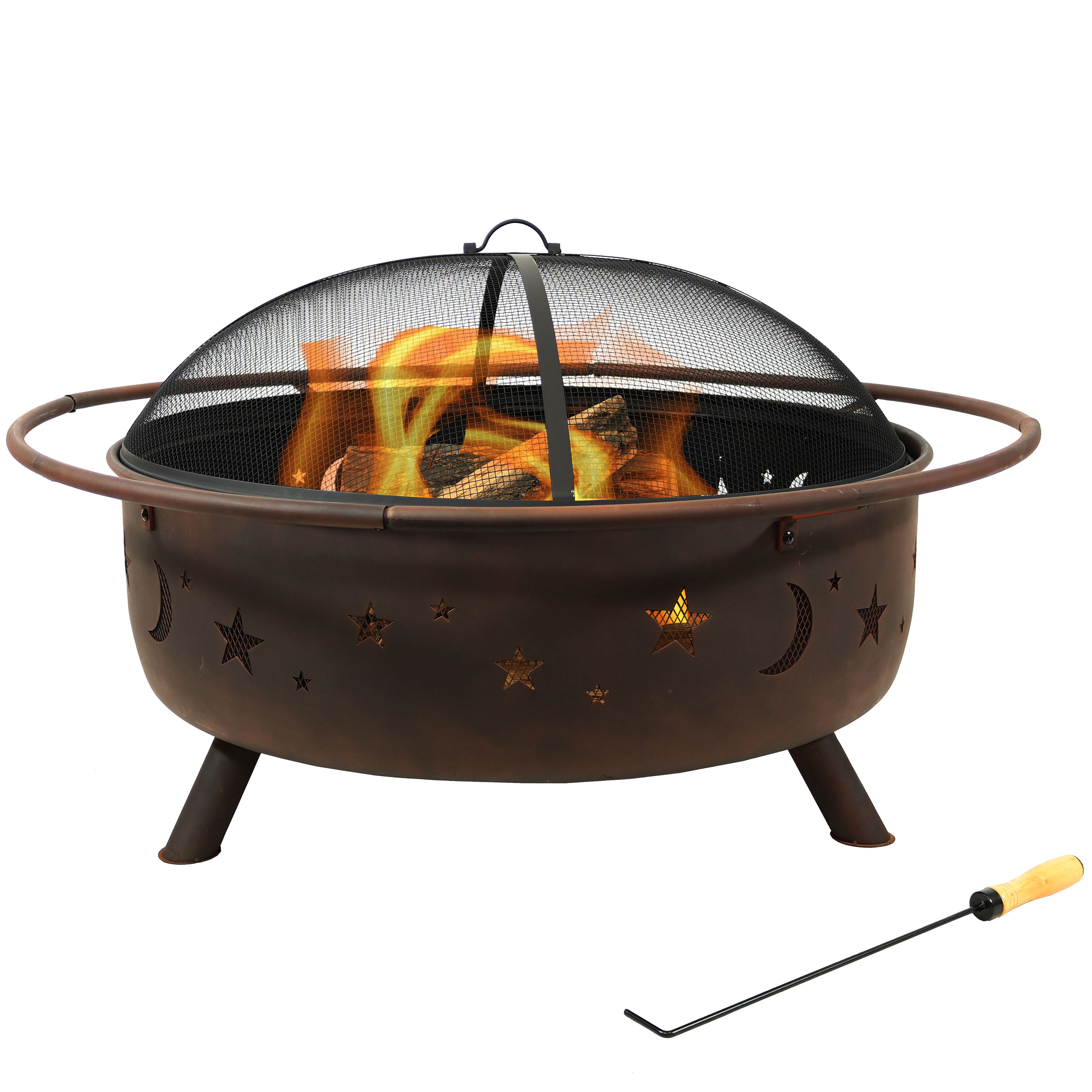 Sunnydaze Cosmic Outdoor Patio Fire Pit with Spark Screen -42-Inch