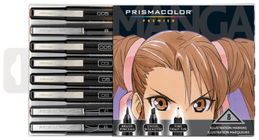 Prismacolor Premier Manga Illustration Markers, 8 Pack, Assorted Tips