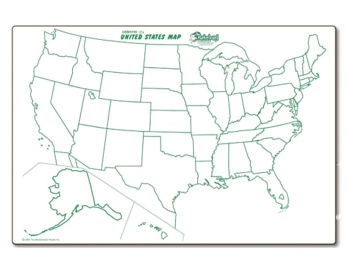 U.S. Map Dry Erase Board 9" x 12"