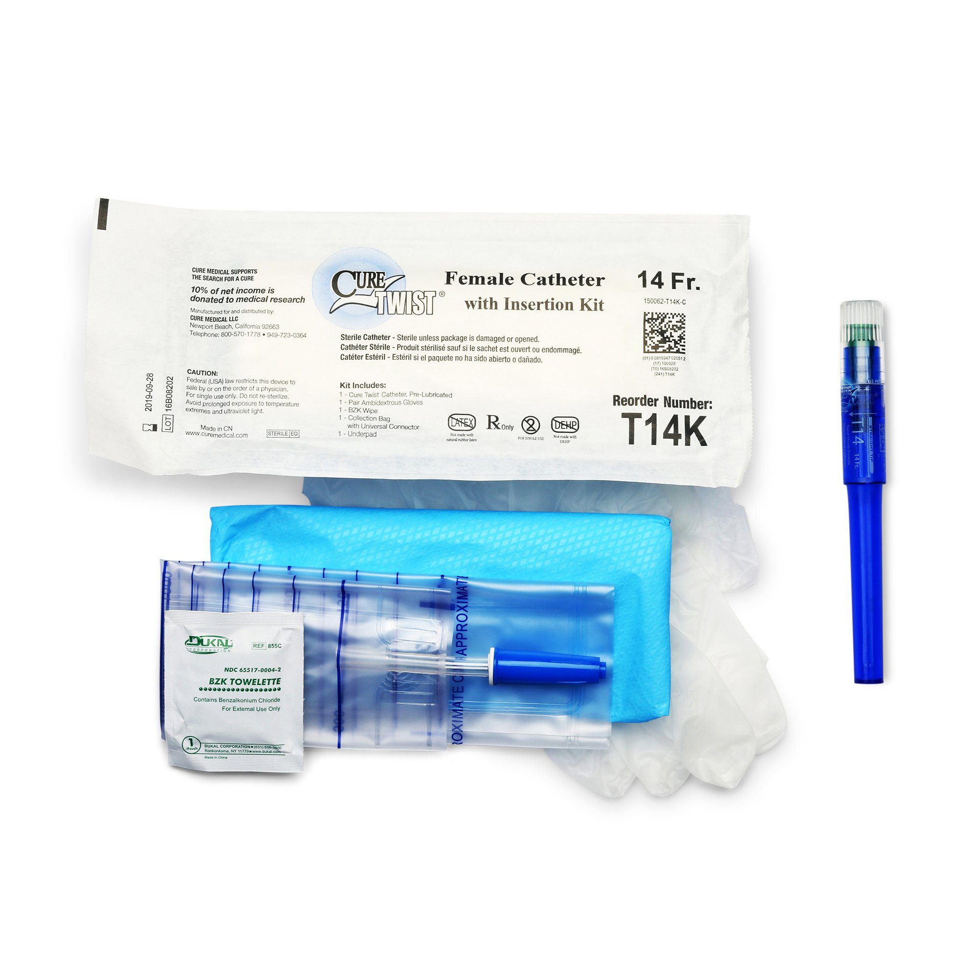 Cure Twist Intermittent Catheter Kit, 14 Fr. MK 1034692
