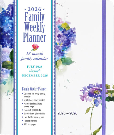 Family Weekly Planner Hydrangeas 2026