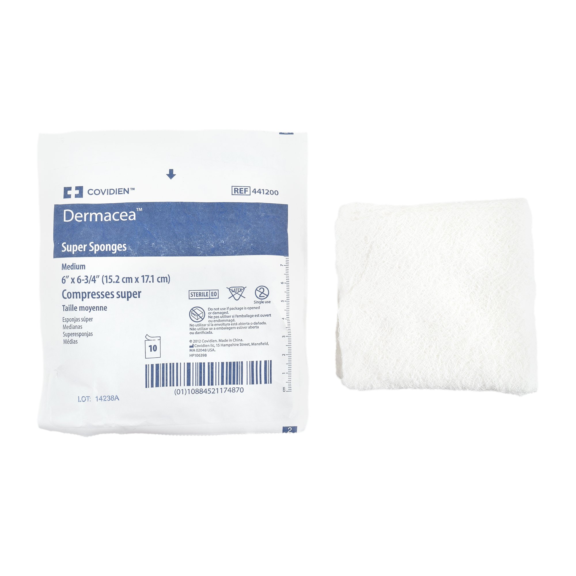 Dermacea Sterile USP Type VII Gauze Sponge, 6 x 6-3/4 Inch, 12-Ply MK 516653