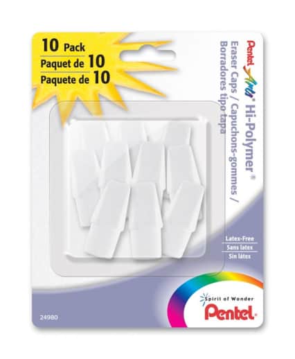 Pentel Hi-Polymer White Cap Erasers 10-Pack