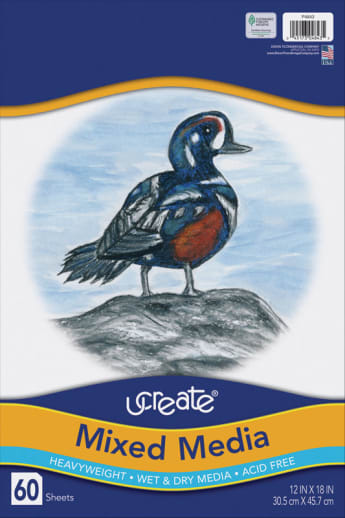 Ucreate White Multi Media Art Paper - 12" X 18" 60 Sheets