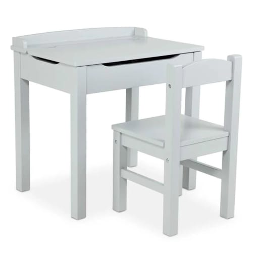 Melissa & Doug Lift-Top Wooden Kid's Desk and Chair - Gray