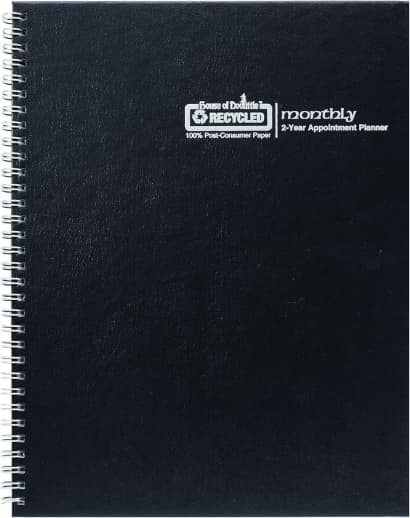 Black Monthly 2-Year Appointment Planner (January 2026 - December 2027)