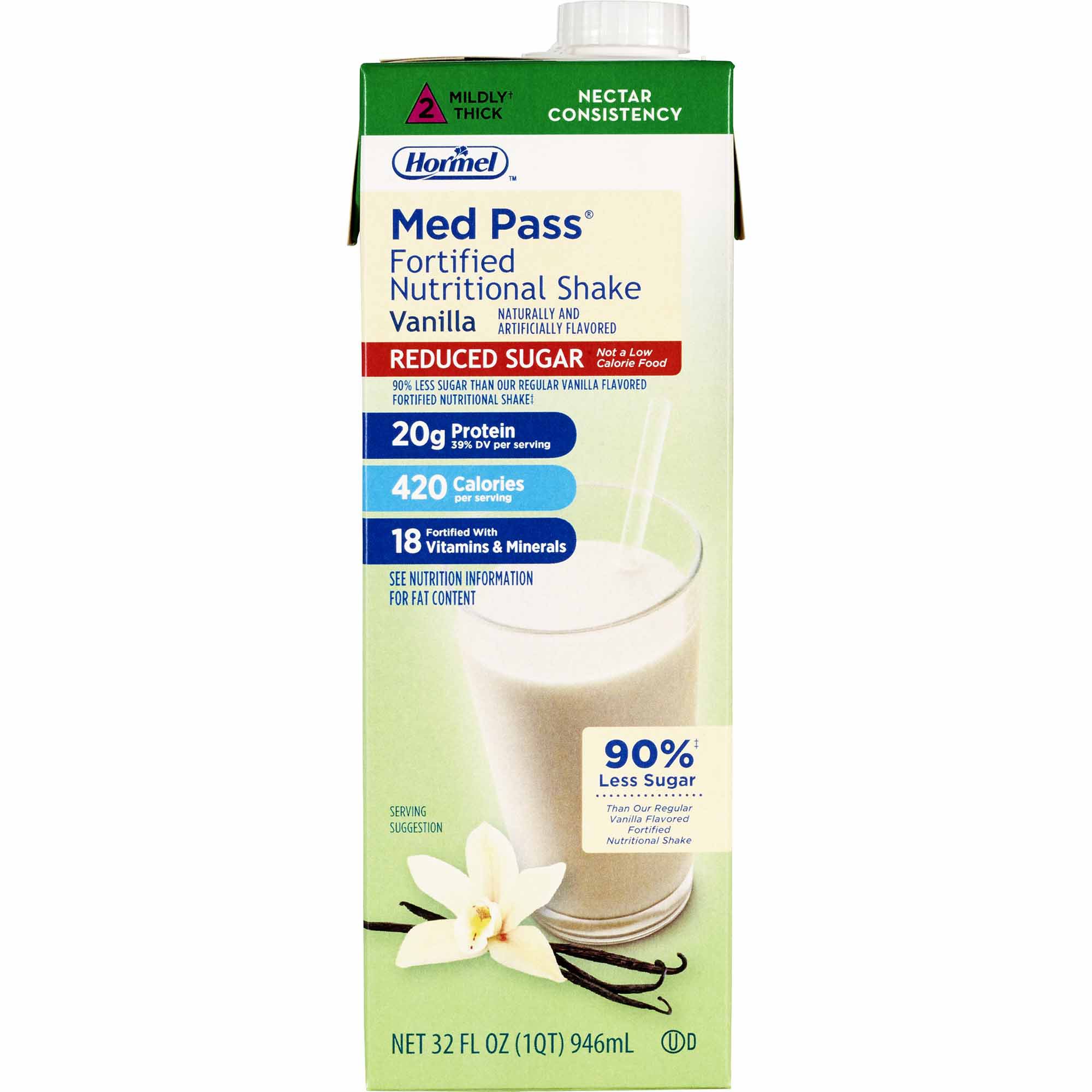 Med Pass Reduced Sugar Vanilla Fortified Nutritional Shake, 32-ounce carton MK 1016362