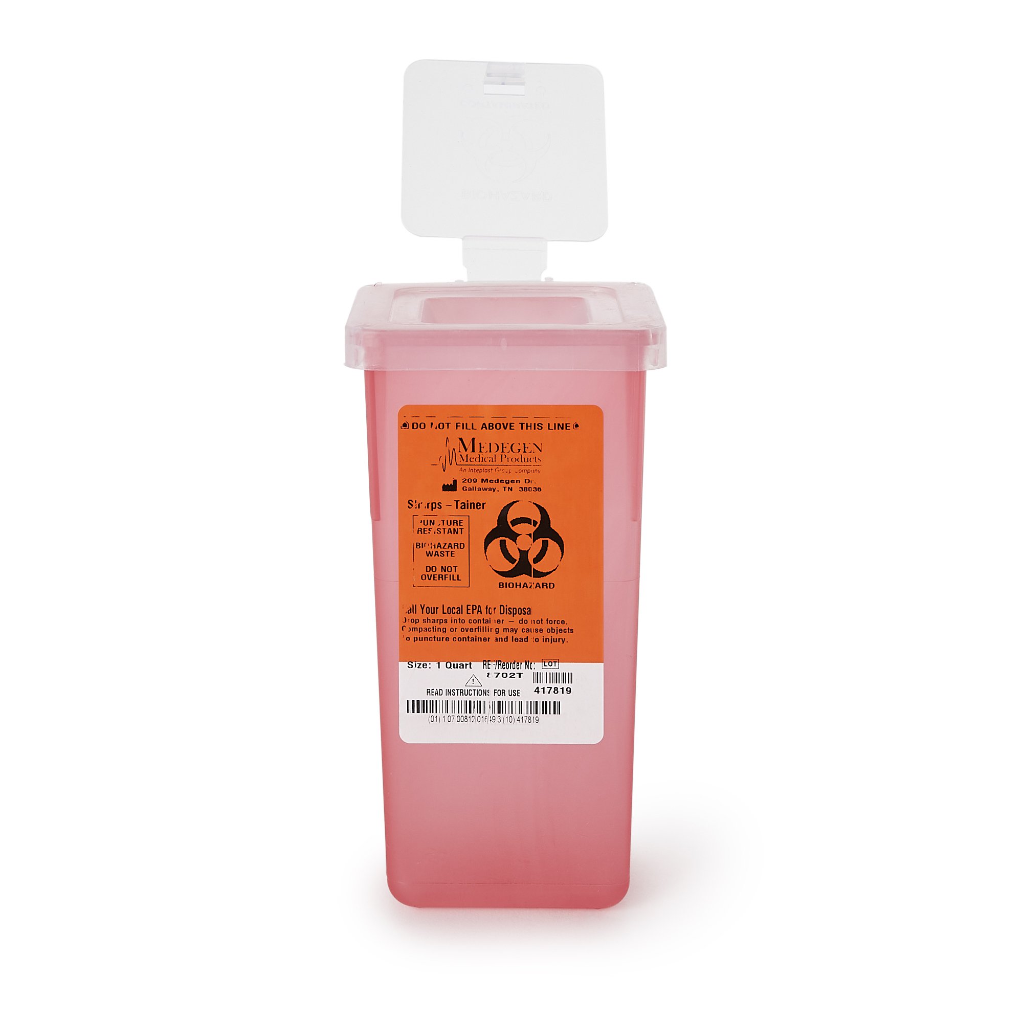 Sharps Multi-purpose Sharps Container, 1 Quart, 7 x 3-1/2 x 3-1/2 Inch MK 241291