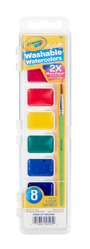 8 Washable Watercolor Paint Trays with Brush - Single