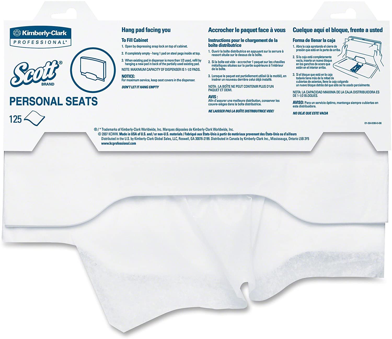 Scott Toilet Seat Cover, 125 per Pack MK 628337
