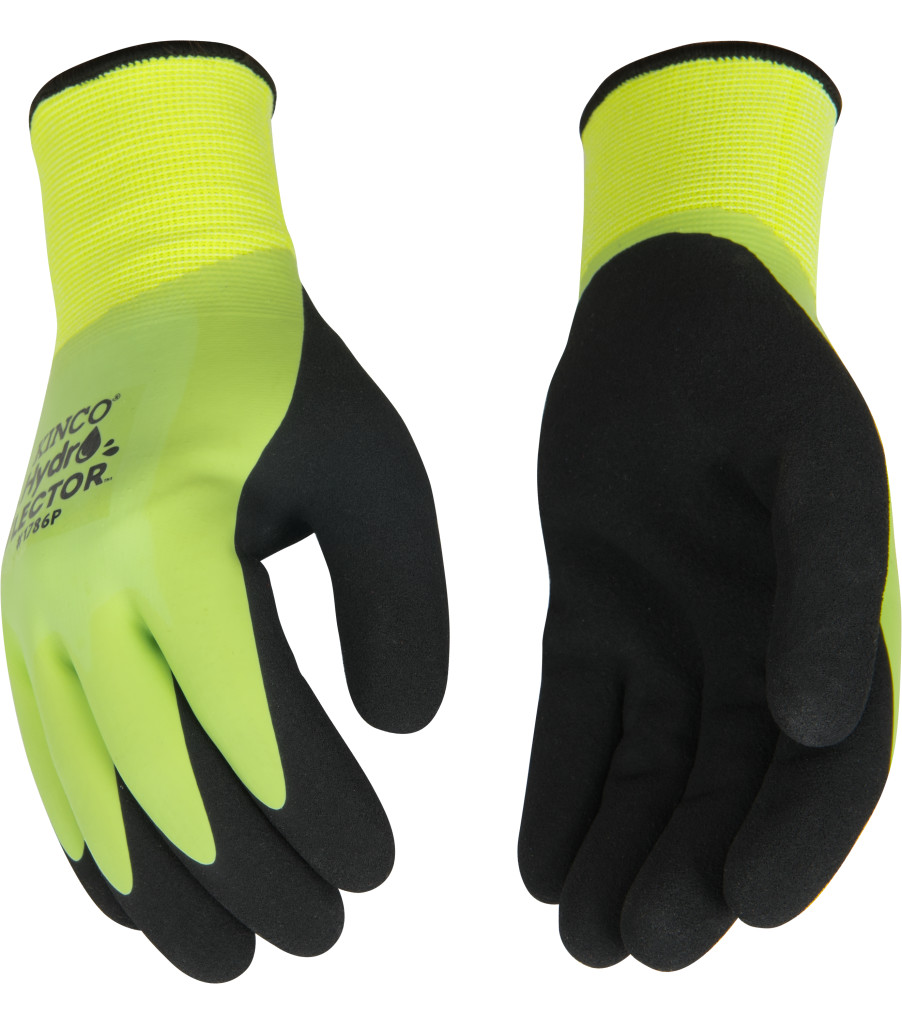 HydroFlector&trade; Lined Waterproof Hi-Vis Green Thermal Knit Shell & Double-Coated Latex, Green, large image number 2