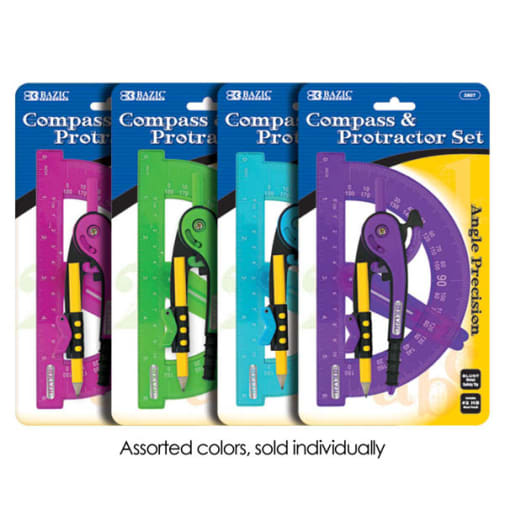 Compass & Protractor Set with #2 Wood Pencil