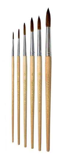 Dynasty Water Color Paint Brush set of 6 (#2,4,6,8,10,12)