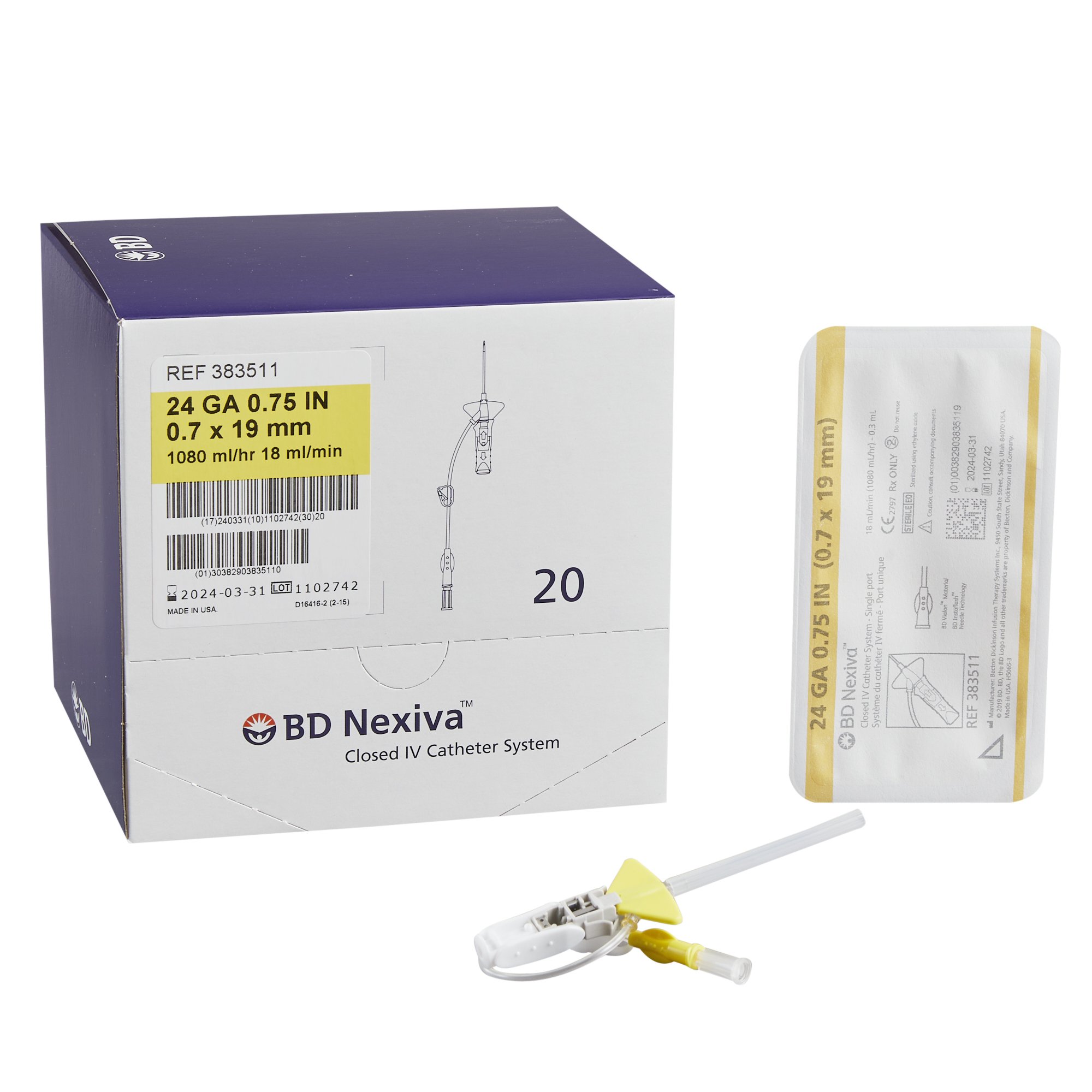 Nexiva Closed IV Catheter, 24 Gauge MK 711348