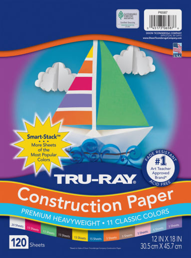 Tru-Ray Smart-Stack Assortments, 11 Assorted Colors (12" x 18") - 120 Sheets