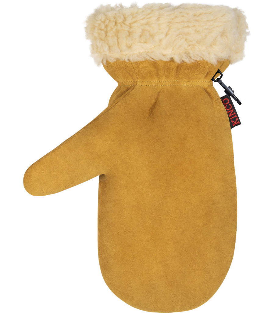 Lined Suede Deerskin Mitt, Golden, large image number 1