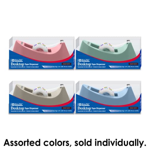 Core Heavy Duty Desktop Tape Dispenser 1" with Tape Refill - Assorted Color