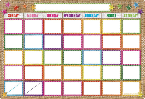 Burlap Calendar Smart Poly Wipe-Off Chart