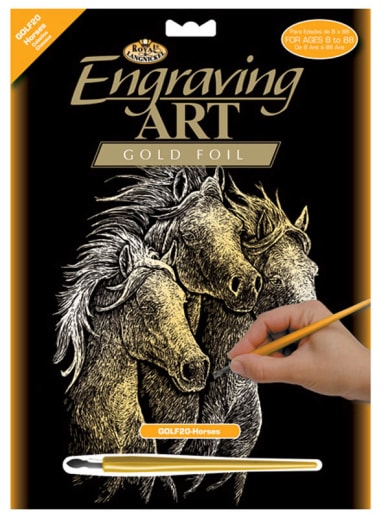 Engraving Art - Horses (Gold Foil)