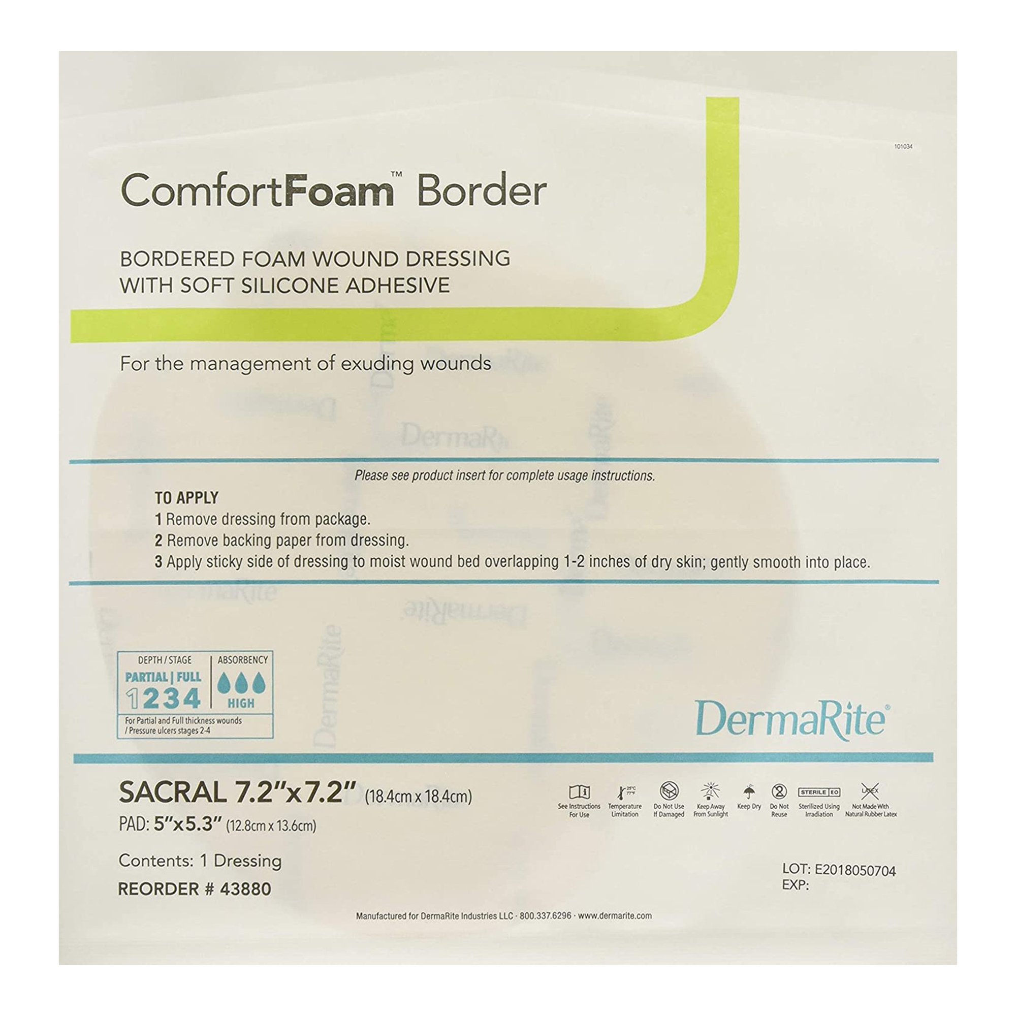 ComfortFoam Border Foam Wound Dressing w/ Adhesive, Sacral 18.4 x 18.4 cm MK 944933