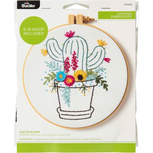 Cactus Bloom Stamped Embroidery Kit (6 Inch Hoop)