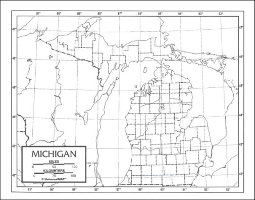 Michigan Map Paper single (8+" x 11")