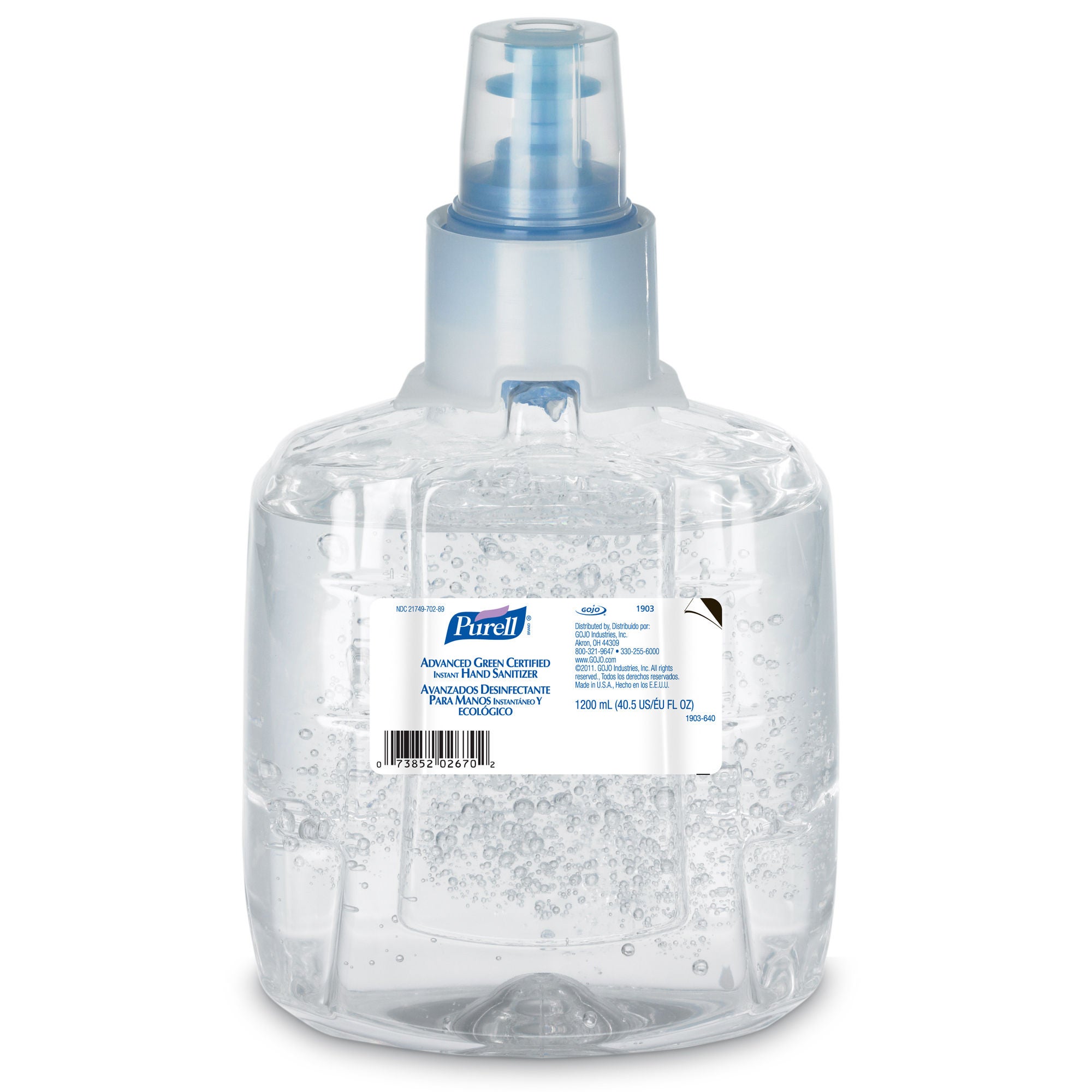 Purell Advanced Hand Sanitizer 1,200 mL 70% Ethyl Alcohol Gel Green Certified MK 796466