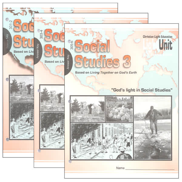 Christian Light Social Studies 301-306 LightUnit Answer Key Set Sunrise Edition