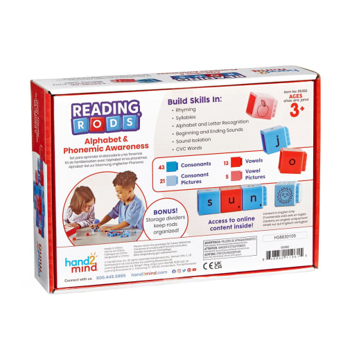 Letter Rods Reading Rods - Alphabet & Phonemic Awareness Linking Letter Cubes