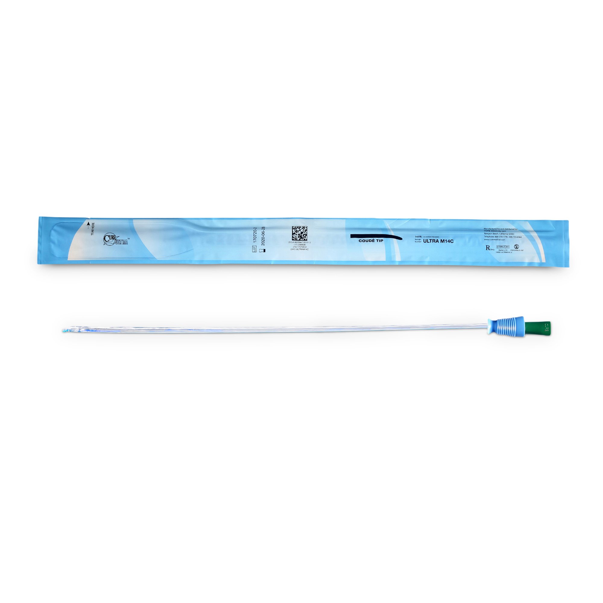 Cure Ultra Urethral Catheter, 14 Fr, Male, Coude MK 1077562