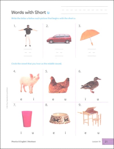 BJU Press Phonics and English 1 Student Worktext 4th Edition