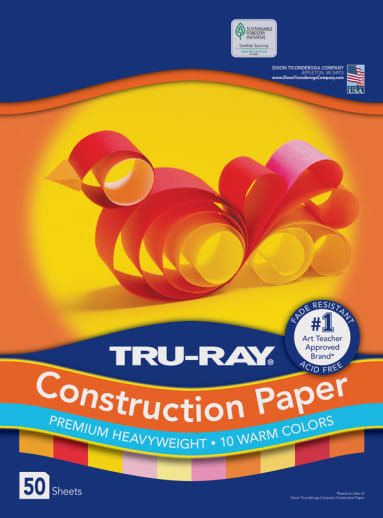 Tru-Ray Sulphite Warm Assorted Construction Paper 9" x 12" - 50 Sheets