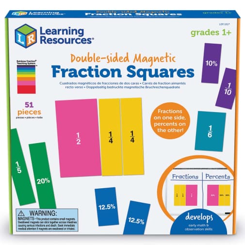 Learning Resources Double-Sided Magnetic Demonstration Rainbow Fraction Squares