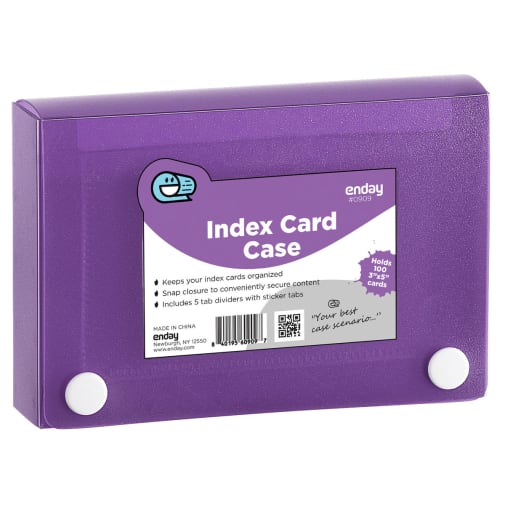 Index Card Case (for 3" x 5" cards) with 5-Tab Divider - Purple