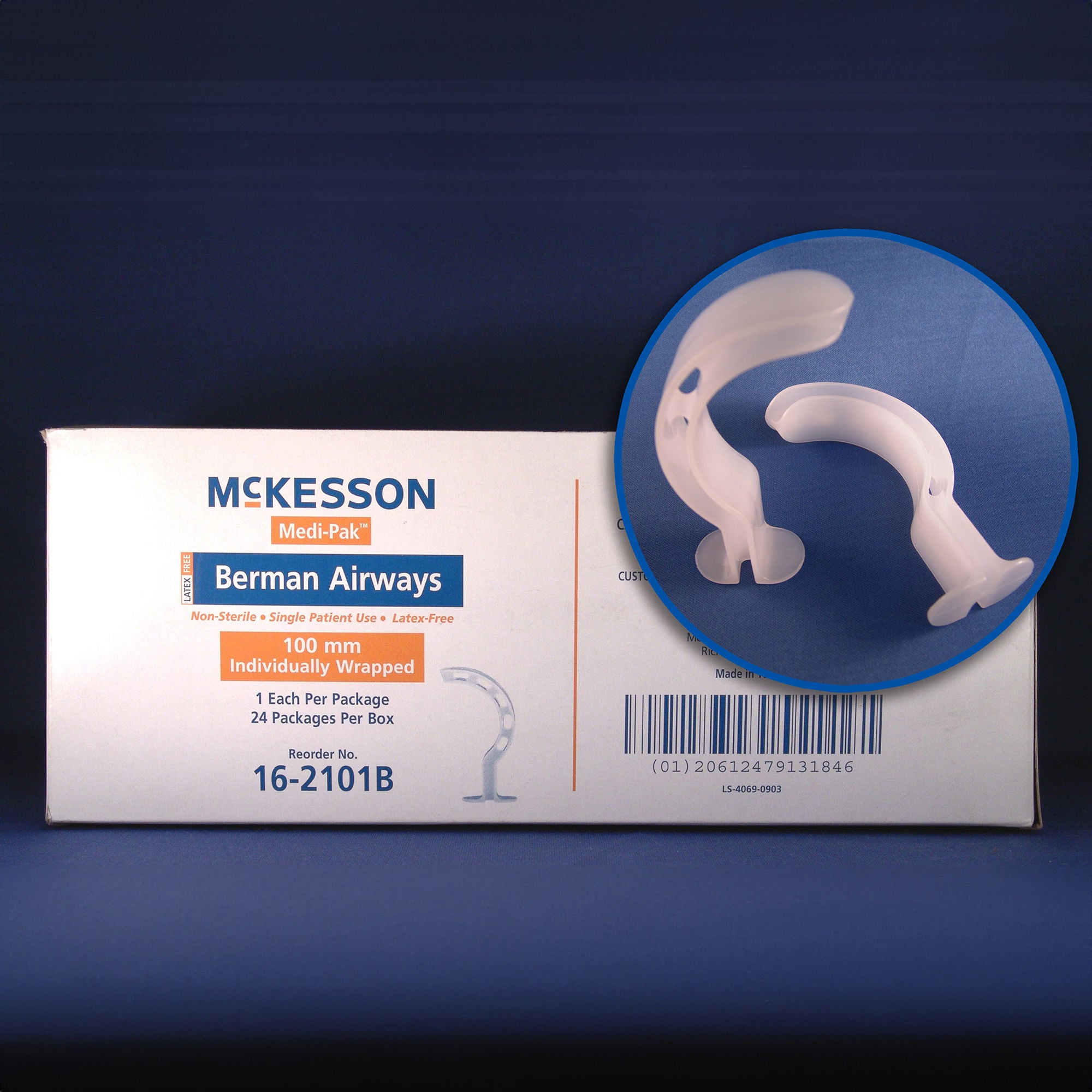 McKesson Berman Oropharyngeal Airway, Size 7, 70 mm Length, ISO 7 MK 485069